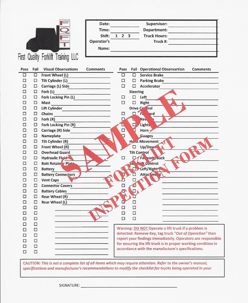 Pre-Operation Forklift Inspection