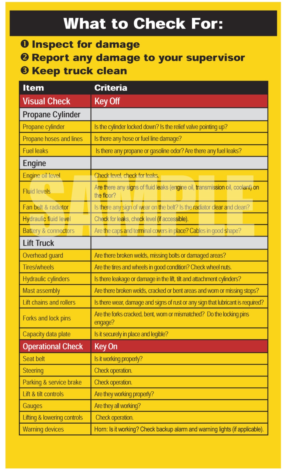 Refill Narrow Aisle Daily Inspection Log Book First Quality Forklift Training LLC