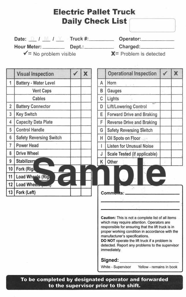 Pallet Truck Safety Checklist Tags x5 