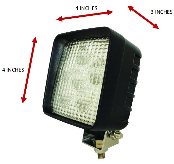 Eco LED Headlight Measurements 4" x 4" x 3"