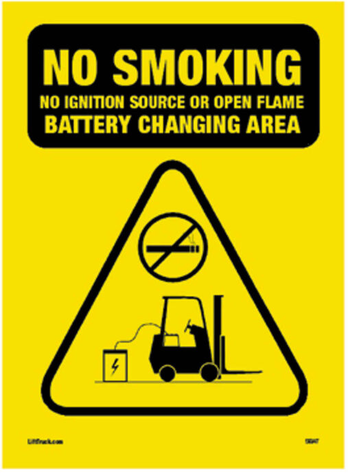 Safety Sign No Smoking Battery Changing
