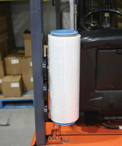 Handy Mag Stretch Film Holder on Forklift with Roll of Stretch Film