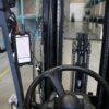 Magnetic Industrial Tablet Phone Holder Handy Mag Tablet Holder attached to vertical forklift pillar with phone facing operator