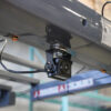 Tri View Camera shown facing directly behind the forklift operator. This camera shows the operator any activity happening directly behind the forklift. Using this camera and two additional cameras, positioned on the left and right side facing the rear of the forklift provide 170 degree view behind the forklift operator.