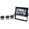 Close up of Monitor showing left rear, right rear, and directly behind forklift operator view. Provides 170 degree view. Also shows 3 cameras connected to display